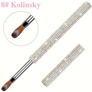 1pc Zilveren Nagelborstel, Ovaal Hoofd, Kolinsky, Grootte #8-#12, Ongeurend, Met Diamant Kolinsky Nagelborstel Voor Acrylnagels