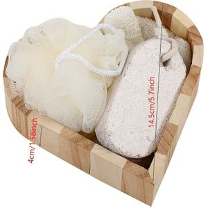 Hoogwaardige Badset met Houten Emmer - Inclusief Massageborstel, Voetpuimsteen, Mesh Pouf, Nagelborstel & Haarkam - Badkamerbenodigdheden Bad/Badkameraccessoires. Geen Batterijen Nodig