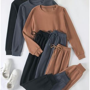 Set van 6 dames sporttops met lange mouwen en lange broeken voor de herfst en winter, warme basislaag, gemaakt van fleece stof, machinewasbaar.