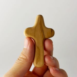 Handgemaakte olijfhouten comfortkruisen - 1pc zakgebedskruis voor meditatie en spirituele