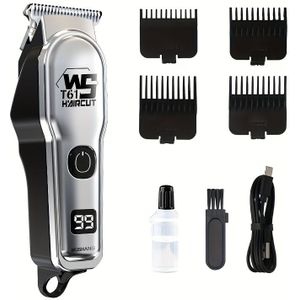 Elektrische Haartrimmer, Elektrisch Scheerapparaat voor Thuis, Kaalkop Trimmer, Volwassenen Elektrische Scheermes met Vier Kammen, USB Oplaadbaar, Perfect Verzorgingsapparaat