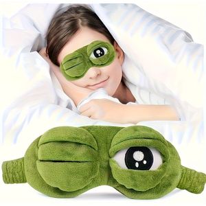 1 stuk Kikker-vormig Slaapmasker - Zacht en Comfortabel Oogbedekking met Schattige & Uitdrukken, Groen/Zwart Design voor Dutjes