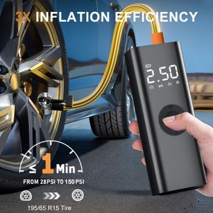 Tire Inflator Portable Air Compressor Portable Cordless Mini Air Pump With Digital Pressure Gauge 150psi 3x Fast Inflation And Auto Shutoff Function Tires Pump For Cars Motorcycles Bikes Balls