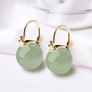TEMU Vintage Boho Imitatie Jade Oorbellen, Antiek Stijl, Koper Oorsteeknaald, voor Dagelijkse Gelegenheid