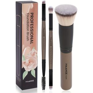 MAANGE 3-delige make-upkwastenset: Gemaakt van hoogwaardige synthetische , zacht en gemakkelijk schoon te maken, geschikt voor alle huidtypes