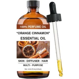 4.06 fl.oz Pure Orange Cinnamon Essential Oil - Hydrates & Nourishes voor Huid & Haar, Langdurige Natuurlijke Geur, Ideaal voor Diffusers, Massage, en Meditatie