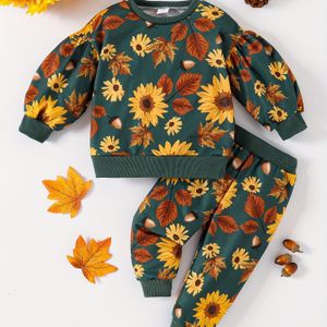 2- Set, Schattig - en Hazelnootprint Lange Mouw Pullover Trui met Casual Broek, Rekbaar Katoen, Rond Hals, Reguliere Pasvorm, Polyester, Herfst/Winter Outfit, Voor Buiten