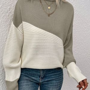 Losse Pullover Trui, Elegante Lange Mouw Drop Schouder Trui, Dameskleding