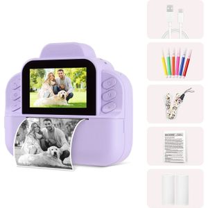 Draagbare Mini Fotoprinter | Instant Camera Printer met 1300 mAh Oplaadbare Batterij en 2 Rollen Thermisch Papier, USB Opladen, Monochroom Uitvoer - Ideaal voor Cadeaus, Studie Notities en Meer!