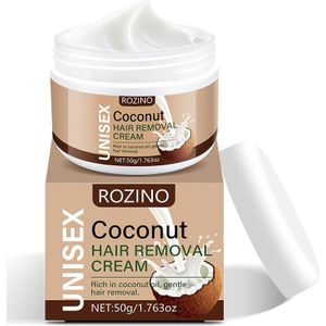 ROZINO 50g Koele Haarverwijderingscrème, Pijnloos & Niet Irritatieveroorzakend, Snelwerkend, Hypoallergene, Alcoholvrij Voor Lichaam, Benen, Oksels, Intieme Gebieden, Geschikt Voor Huid