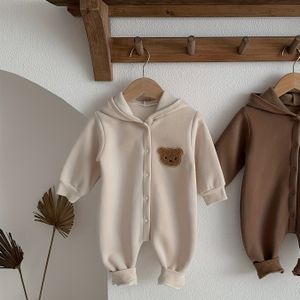Adembaar Teddy Bear Fleece-gevoerde Hooded Romper voor Jongeren - Gezellig Winterkleding, Zacht & Duurzaam, Perfect voor Koude Weer, Beer , voor Buiten