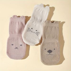 3 Paar Herfst/Winter Dikke Gevoerde Cartoon Antislip Kniekousen voor Baby's, Kleding voor Koud Weer,Leuke Prints,Alleen met de hand ,Zacht Stof,Eerste Wandelaars