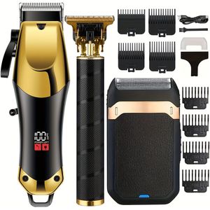Professional Kit - Usb Rechargeable Hair Clipper With Digital Display, Lithium Battery, Precision Trimming & Styling Tool, Includes Limit Comb - Ideal Holiday Gift
