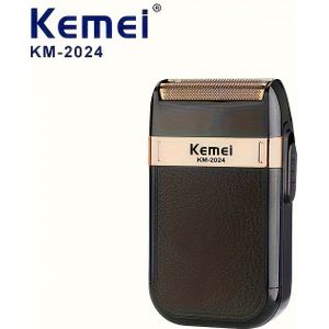Kemei Professionele Elektrische Scheerapparaat voor Mannen - USB Oplaadbaar Draadloos Scheerapparaat met 3-in-1 Mes Systeem, Batterij, Compact Reisontwerp met Opbergdoos