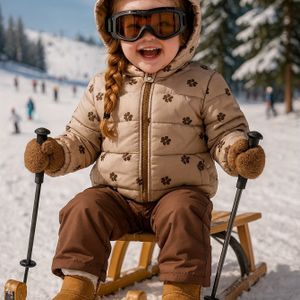 Baby Meisje's Verdikte Capuchonjas met Schattige Bloemenpatroon - Zachte Lange Mouw Buitenkleding, Voorkant Zakken & Verstelbare Capuchon voor Herfst/Winter, Polyester, Baby Meisje Capuchon