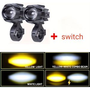 Motor LED, tweekleurig, groot/dimlicht, autolampen voor SUV's, UTV's en campers, 12V 24V mini hulpverlichting modificatielichten