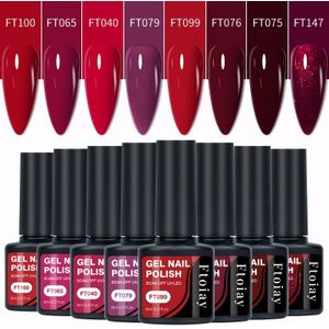 8-delige Gel Nagellak Set, Langdurige Soak-off LED Nagellak, Geurloze Formule, en Roze Multikleur, Zeer Geschikt voor DIY Nagelkunst en Dagelijkse Wea