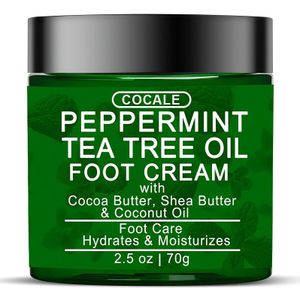 COCALE Peppermint & Oil Voetcrème, Hydraterende Crème voor Droge en Gebarsten Voeten, Handen, Hiel, Ellenboog (2,5 Oz)