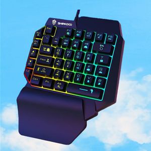 Eénhandige gamingtoetsenbord, 35-toetsen RGB-achtergrondverlichting, ergonomisch ontwerp, niet-batterij, bedraad voor pc-