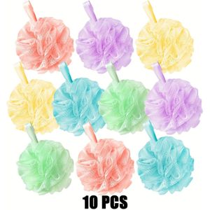10 stuks Douche Poefballen, Bad Spons voor Vrouwen & Mannen, Exfoliërende Lichaamsscrubber, Badaccessoires