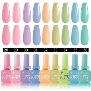 JR 9-delige Gel Nagellakset van 15ml Inclusief Rood, Roze en Nude - LED Thuismanicure Salon DIY Basislak met Verwijderbare Kleurmatchende Flessendoppen