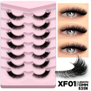 GROINNEYA 7 Paar Kattenoog Wimpers Transparante Band Nepwimpers Vossenogen Natuurlijke Look Mink Wimperextensions Make-up
