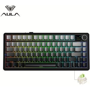 De Aula F75 MAX pad mechanisch toetsenbord, 75% draadloos hot-swappable gamingtoetsenbord met vijf lagen pads en knoppen, Bluetooth/2.4GHz/USB-C, RGB