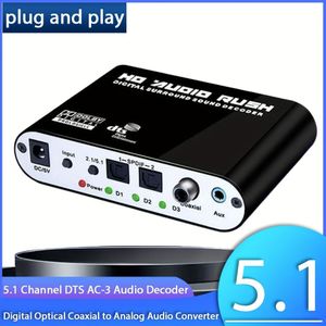 Digitale optische coaxiale naar analoge audioconverter, 5.1-kanaals DTS -decoder, ondersteunt , plug-and-play, geen batterij USB-gevoed, compatibel met tv, PS3/PS4 en projector.