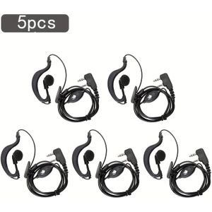 5-delige Baofeng Bedrade Oortelefoons met Microfoon, 2-Pins Acoustische Buis Headset, Compatibel met BF-888S 2-Weg - Zwart & Wit, Ruisonderdrukking, Knopbediening