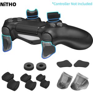 NiTHO FPS Gaming Kit voor PS4 Controllers, Set van 2 Analoge Mini-stick Enhancers, Set van 2 Ergonomische Verlengtriggers, Set van 2 Antislip Trigger Stickers, 3 Maten van 2 Duimgrepen - Zwart