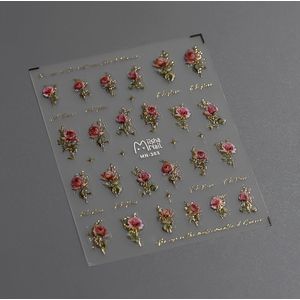 1 stuk 5D Stereoscopische Retro Roos Nagelkunst Sticker, Roségouden Folie Zelfklevende Decals Manicure Decoratie Nagelstickers DIY, Nagelstickers voor Nagels