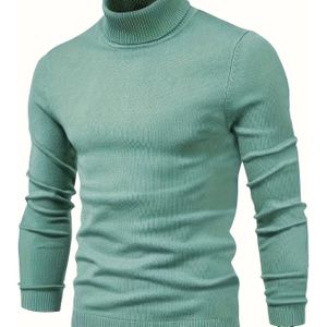 Heren Casual Turtleneck Trui - Viscose Blend Knit Stof, Lange Mouw, Kleur, Regular Fit, Herfst/Winter Collectie