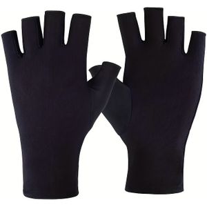 1 Paar Vrouwen Fingerloze Handschoenen - Elastische Pols voor Gel Nagelverzorging, Casual Buiten Zwart Kleur Handwas/ Reinigen, Strak Ontwerp