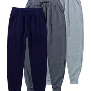 3 stuks Heren Joggingbroek met Trekkoord voor Dagelijks , Warme Zweetbroek met Fleece voor Winter en Herfst