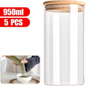5 Stk Sealed High Borosilicate Glass Jars, For Home Kitchen Storage, Moisture Resistant Snack Can, Tea Can, Cereal Storage Container, Ramadan Decorations, St Patricks Day