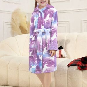 Herfst- en Winterstijl Meisjes Casual Mode Digitale Print Badjas met Capuchon