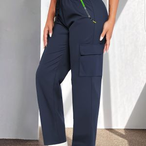 Dames Casual Cargobroek | Lichtgewicht, Ademend, Modieus Patch Pocket Ontwerp, Trekkoord in de Taille, Geschikt voor Buiten en Dagelijks Gebruik