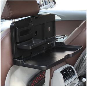 Multi-function Car Back Seat Organizer With Foldable Tray, Cup Holders, And Phone Slot - Universal Material Stand For Food, Drink, And Accessories - Easy Install Vehicle Storage Solution