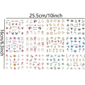 12 ontwerpen van inktbloemen nagelsticker, bladeren, margrieten, lavendelbloemenpatronen, wateroverdrachtsnagelsticker, lente en zomer nageldesign bloemen nagel