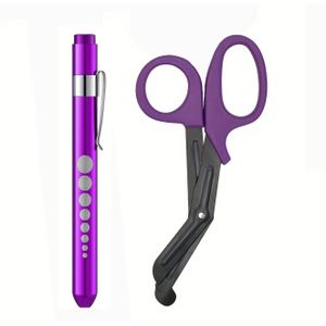 1 Set Scharen en Penlampjes voor Schoolbenodigdheden met Eén Penlampje, Eén 6 Inch Schaar Multifunctionele Handgemaakte Scharen voor Studenten, batterij niet inbegrepen (/Blauw/Roze/Zwart)