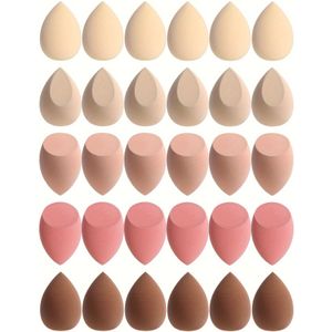 30 Make-upsponzen. Foundation Mengspons, Vloeibaar, Crème en Poeder Flawless, Multi-Kleur Make-upspons, Latexvrij voor Droge en Natte Foundation Make-up, Geschikt voor Alle Huidtypes