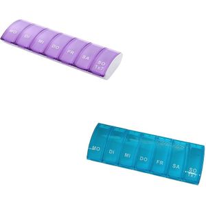 2pcs Portable Weekly Pill Organizer Set With 7 Compartments - Travel Reminder Medicine Box - Small Item Storage Case - Made Of Plastic