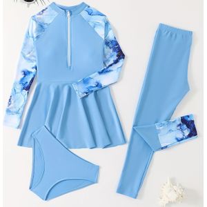 Nieuwe Driedelige Set: Lange Jurk, Zonnebrandcrème Broek en Slipje voor Medium en Meisjes Badpak