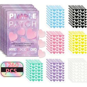 1260 stukken acnepleisters, ontworpen om puistjes en acne te verbergen. Deze pleisters zijn perfect om vlekken en onzuiverheden op het gezicht en de huid te bedekken.