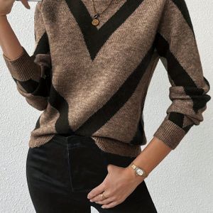 Gezellige geometrische trui voor dames - Lange mouw, ronde hals, medium stretch, en zwart ontwerp, perfect voor herfst/winter, gezellige herfstkleding|Geometrische top|Constructie, trui jurk