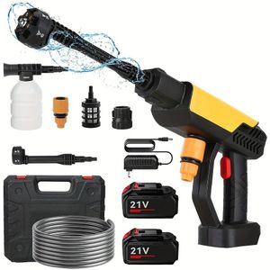 Battery Pressure Washer, Max 70 Bar With 2 X 1500mah Batteries, Foam Sprayer, 6-in-1 Multi-use Nozzle And 180° Swivel Nozzle For Cleaning And
