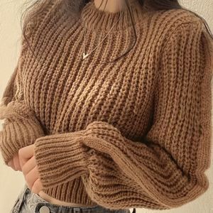 Nieuwe Mode Elegante Lange Mouwen Kleur Dames Cropped Pullover