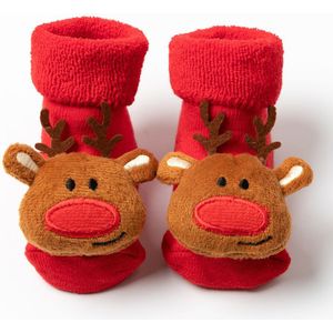 Schattige Kerstman Kniehoge Sokken voor Baby Meisjes - Gezellige Rode Winter Beenkleding met Witte Pom-Poms, Zacht Polyester, Alleen Handwas, Feestelijk Ontwerp, Baby Kerstsokken