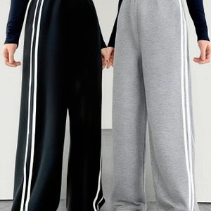 Herfst En -Delige Unisex Fluweel Eenvoudige Stijl -Leg Broek Met Zijden Zwart En Grijs, Voor Buiten