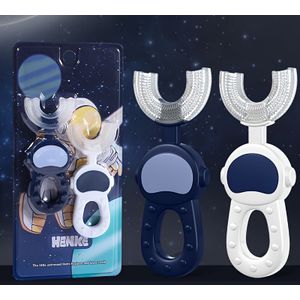 2 stuks U-vormige handtandenborstels, zachte borstels, volle-kop polypropyleen, geurloos, voor jongens, kinderen van 1-6 , met tandverzorging en tandvleesbescherming